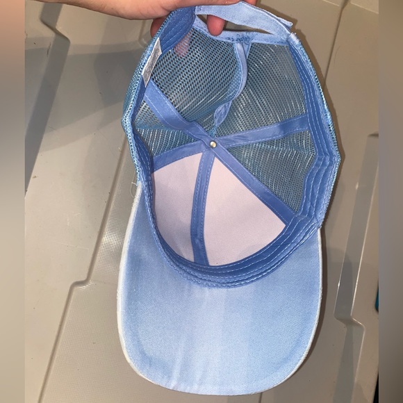 Light Blue Camo Ballcap w Mesh Back and Ponytail Hole - New! - Picture 4 of 4